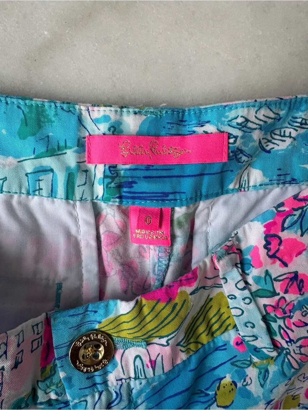 Lilly Pulitzer Callahan Shorts Postcards From Positano Size 0 Excellent Cond